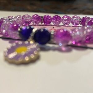 Purple and Pink Beaded Jewelry Bracelet